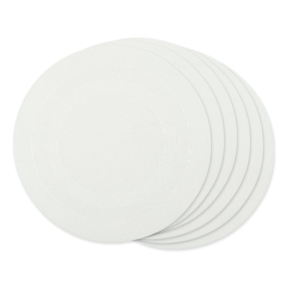 White-Round--Double-frame-Placemats,-Set-of-6-Placemats