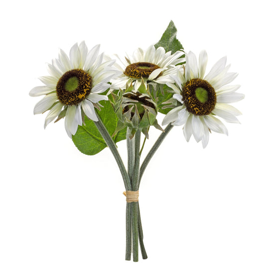 White-Sunflower-Floral-Bouquet,-Set-of-6-Faux-Florals
