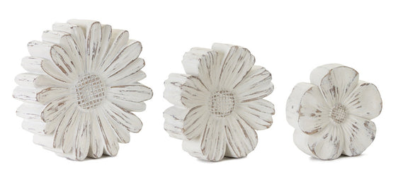 White-Washed-Stone-Flower-Décor,-Set-of-3-Decor