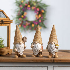 Wicker Gnome Figurine, Set of 3 - Outdoor Decor