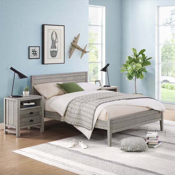 Windsor 4-Piece Panel Full Bed, 2 Nightstands and 6-Drawer Dresser, Gray - Children's Furniture