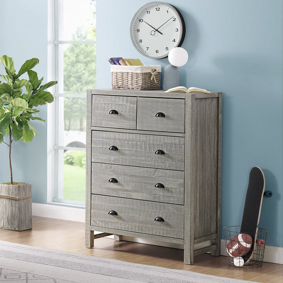 Windsor-Driftwood-Gray-5-Drawer-Chest-of-Drawers-Children's-Furniture