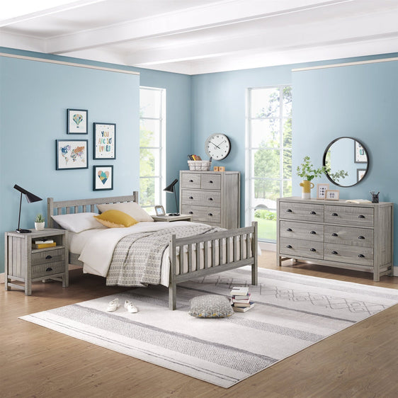 Windsor-Gray-5-Piece-Bedroom-Set-with-Slat-Full-Bed,-2-Nightstands,-5-Drawer-Chest-and-6-Drawer-Dresser-Bedroom-Sets