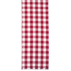 Wine Heavyweight Check Fringed Table Runner 14x72 - Table Runners
