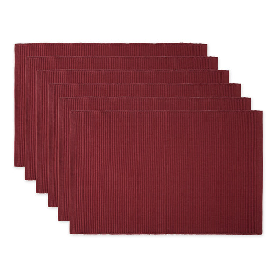 Wine Ribbed Placemats, Set of 6 - Placemats