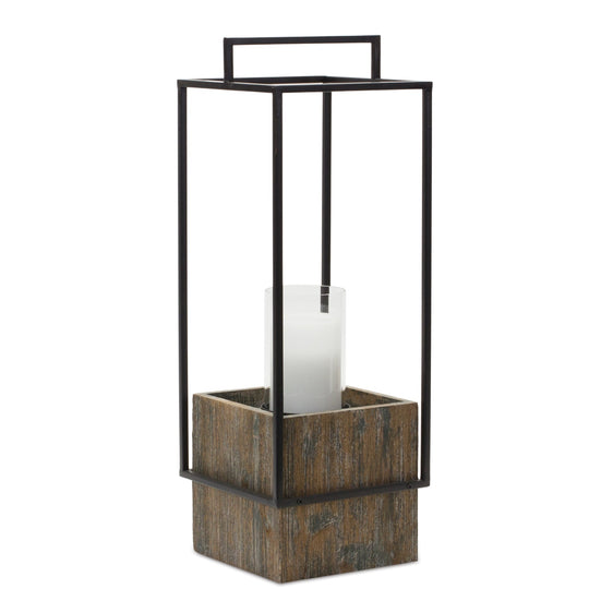 Wood Candle Holder with Metal Frame 21.5"H - Candles and Accessories
