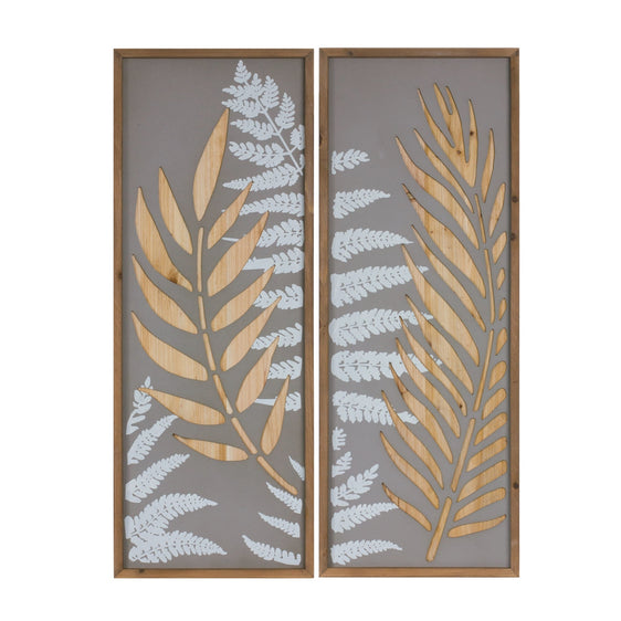 Wood-Framed-Fern-Panel-Wall-Art-(Set-of-2)-Wall-Art