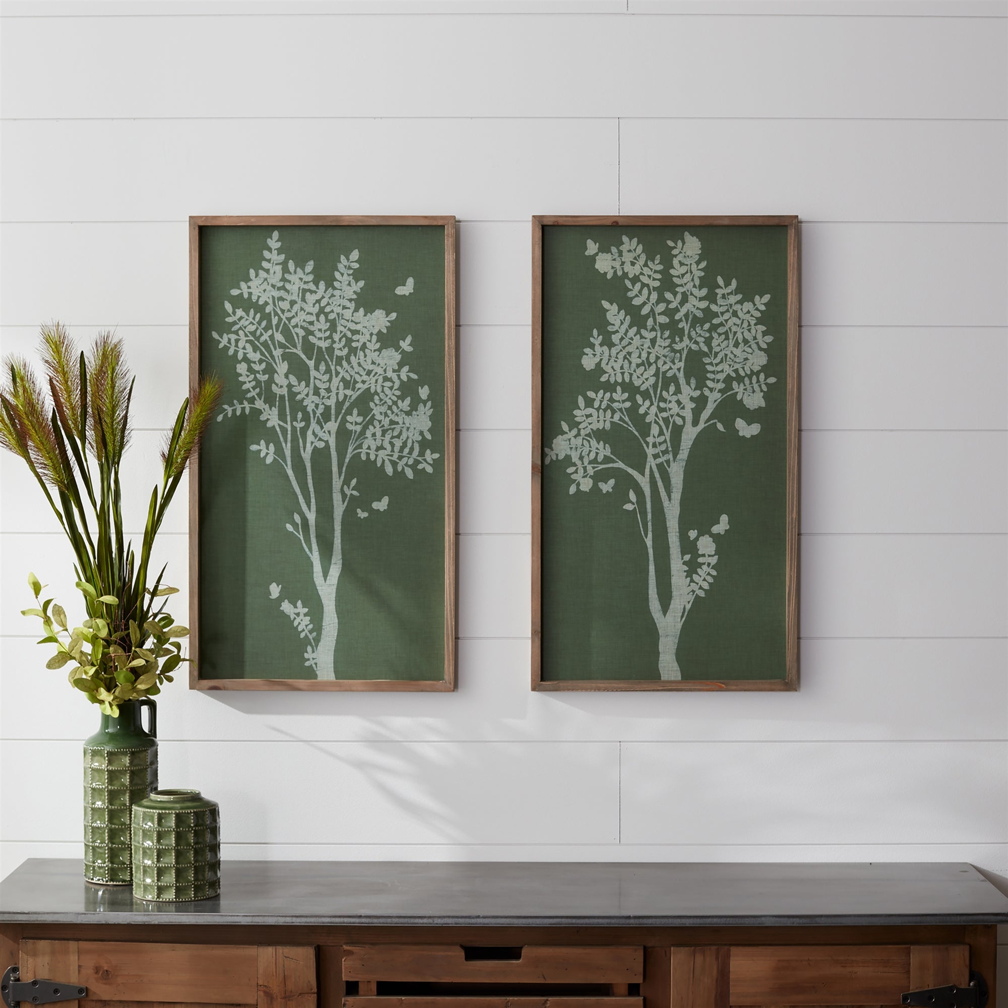 Wood-Framed-Tree-Outline-Print,-Set-of-2-Wall-Art