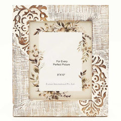 Wooden Carving Photo Frame 4'' x 6'' - Distress white - Frames