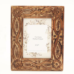 Wooden Carving Photo Frame 5'' x 7'' - Burnt Finish - Frames