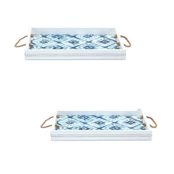 Wooden Tie-dye Design Tray, Set of 2 - Decorative Trays