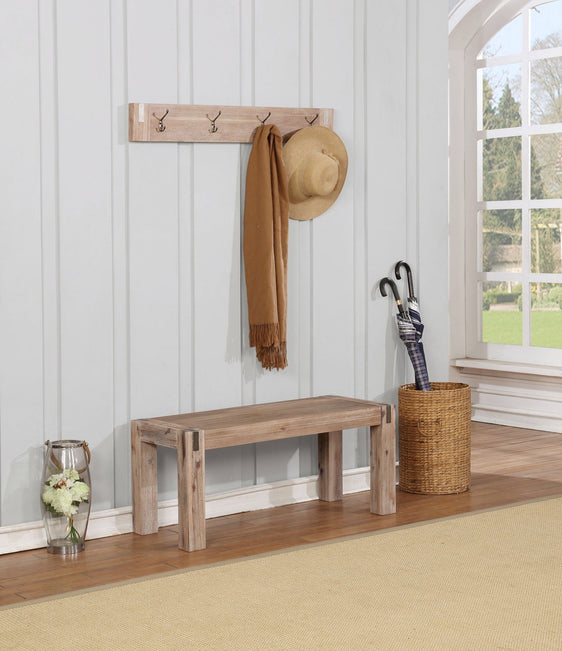 Woodstock-Brushed-Driftwood-Acacia-Wood-with-Metal-Coat-Hook-and-Bench-Set-Benches