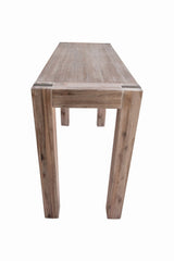 Woodstock Acacia Wood with Metal Inset Media Console Table, Brushed Driftwood - Consoles