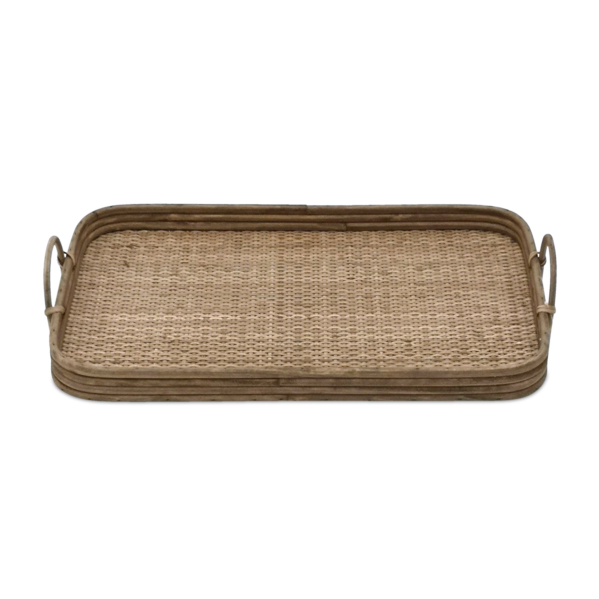 Woven Rattan Tray with Handles, Set of 2 - Decorative Trays