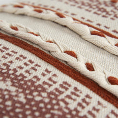 Woven With Applied Embellishment Textured Cotton Stripe Decorative Throw Pillow - Decorative Pillows
