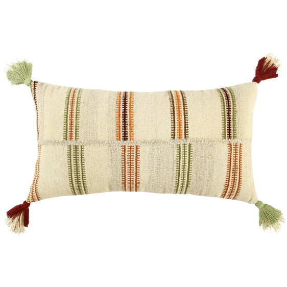 Woven Wool Off-Set Stripe Decorative Throw Pillow - Decorative Pillows