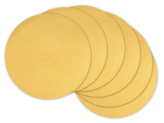 Yellow Round PP Woven Placemats, Set of 6 - Placemats