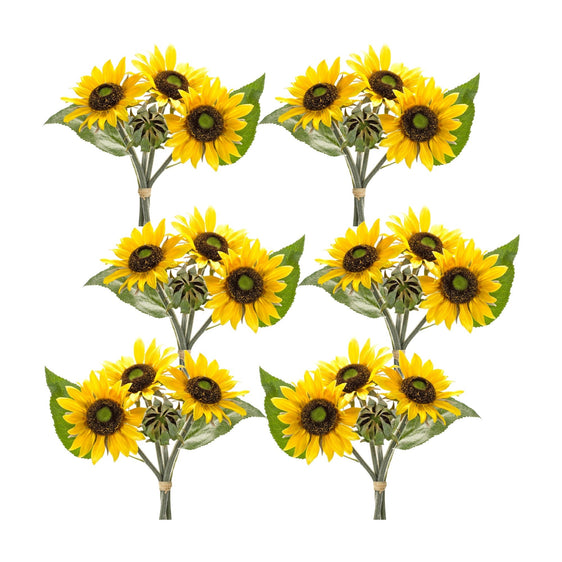 Yellow-Sunflower-Floral-Bouquet-(Set-of-6)-Faux-Florals