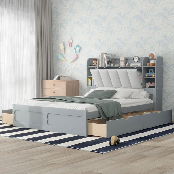 York-Queen-Platform-Bed-with-Storage-Headboard,-Shelves-and-4-Drawers-Beds
