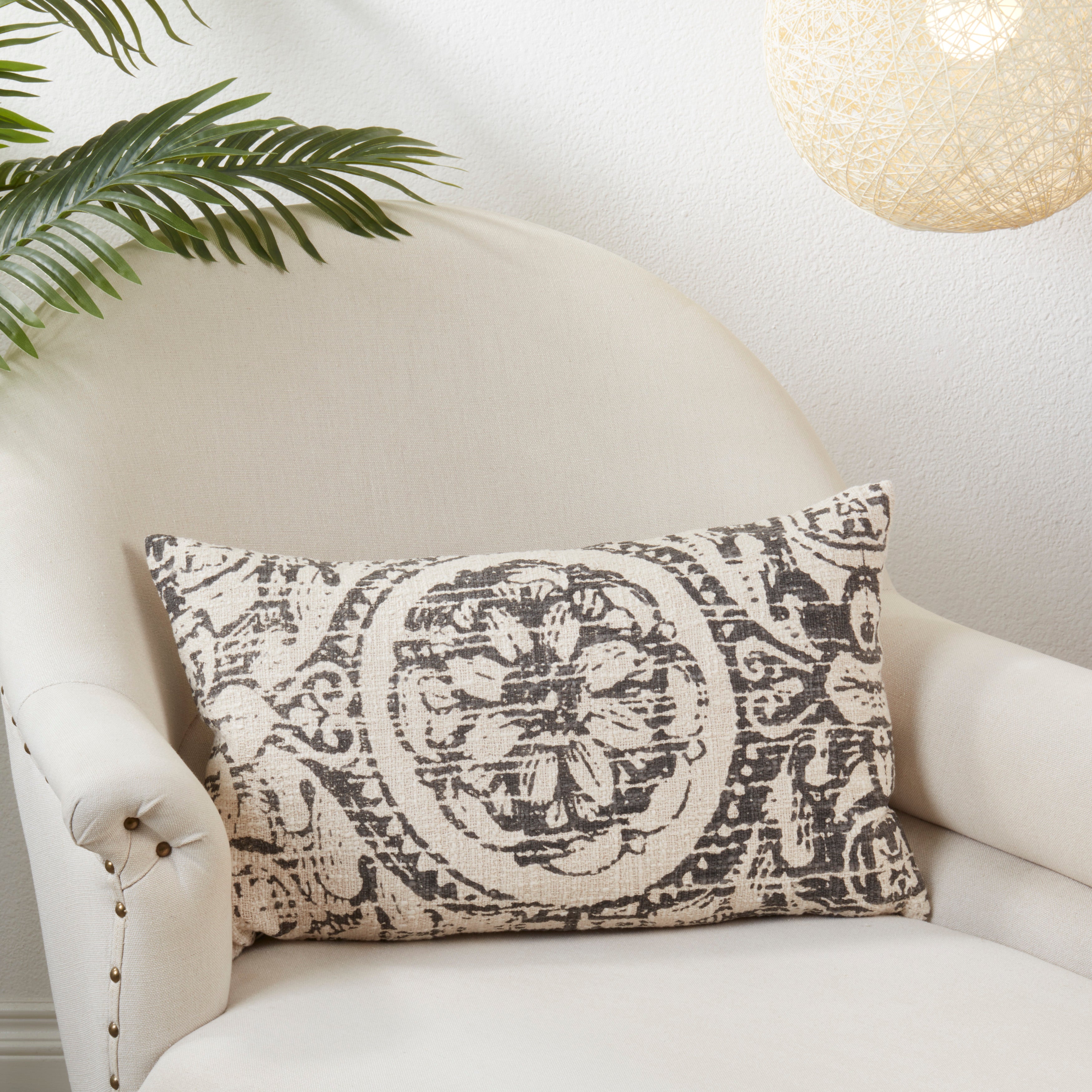 Floral Distressed Design Down Filled Throw Pillow