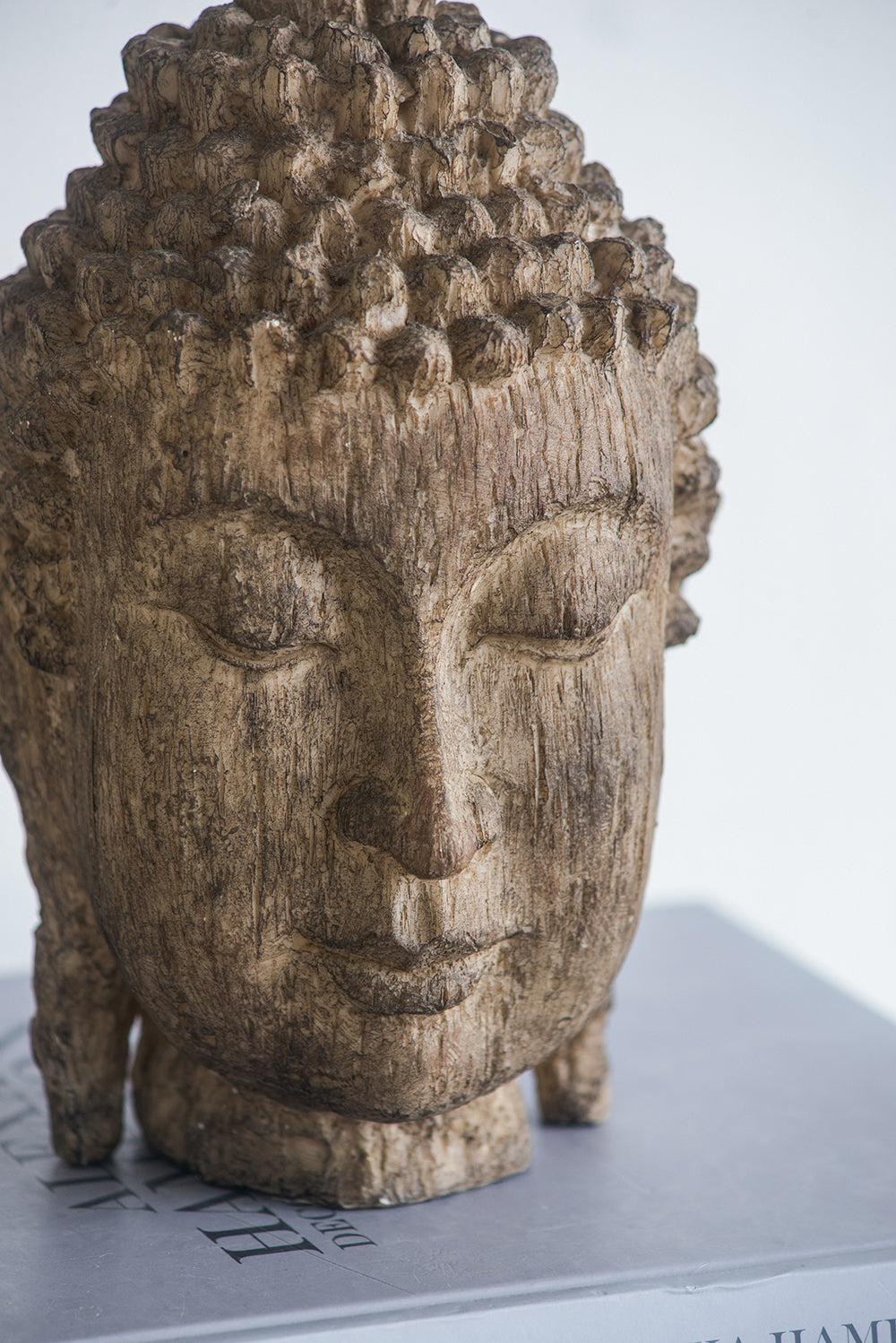Meditating Buddha Head Sculpture, Large
