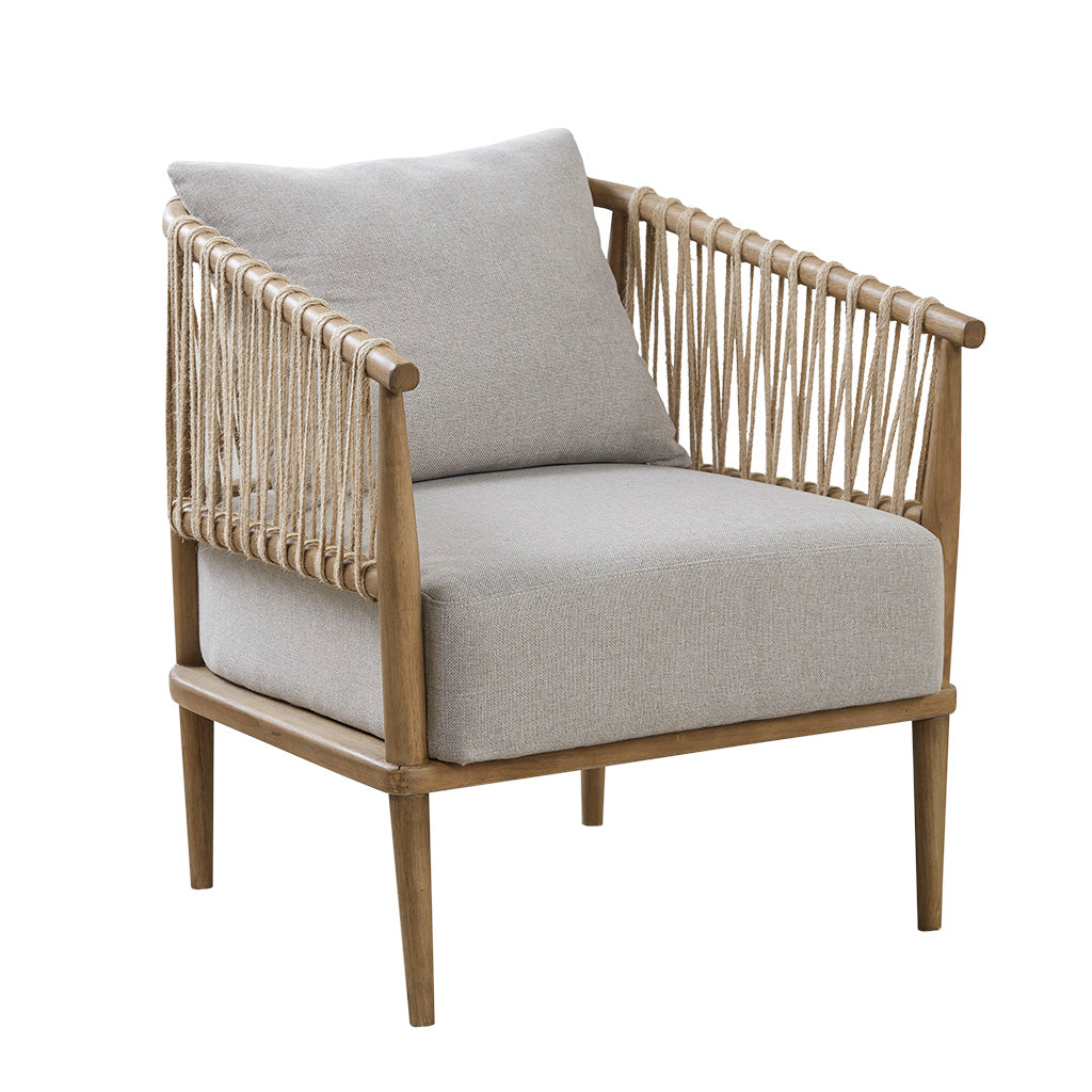 Accent Chair with Weave Rope Design and Seat Cushion