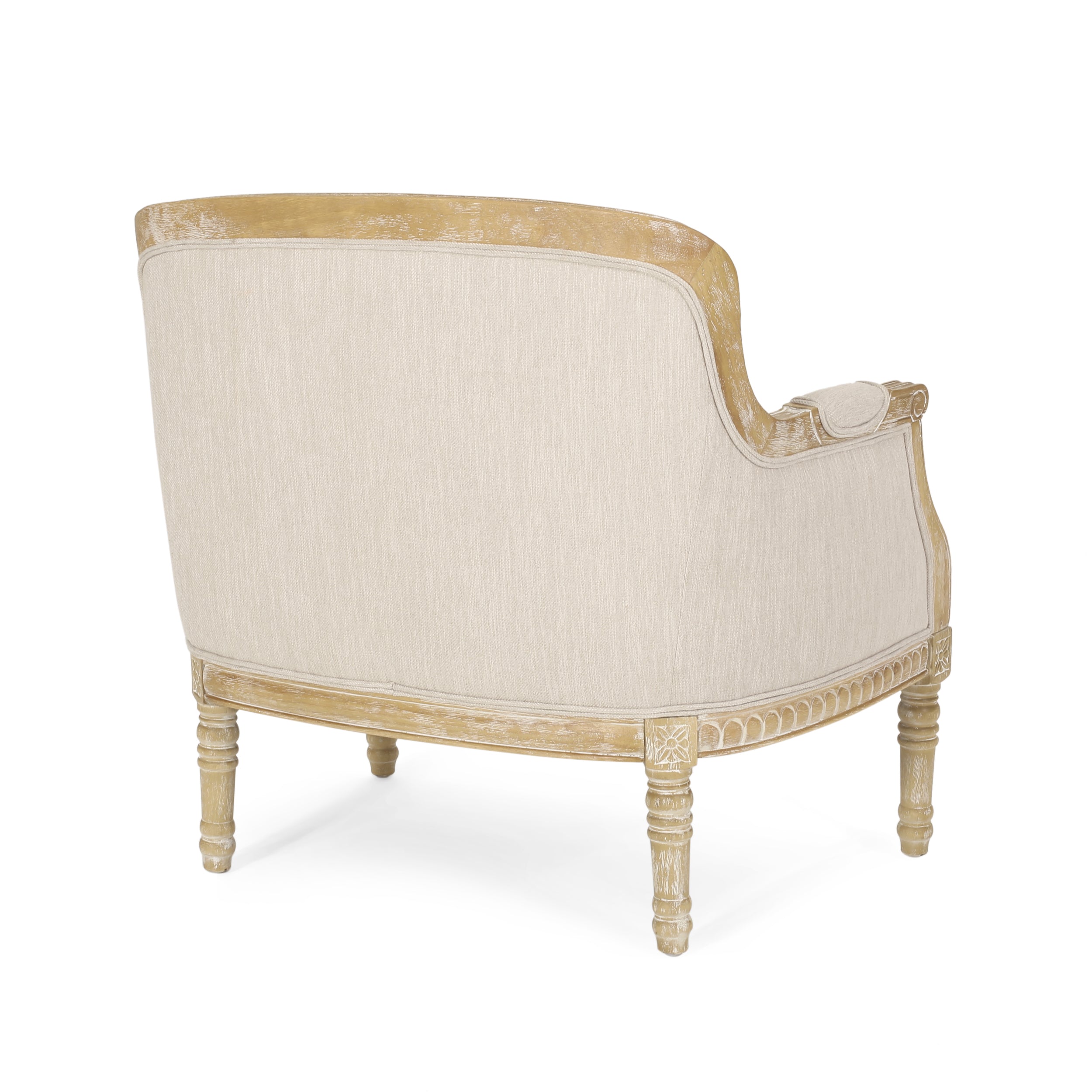 Becoming Upholstered Club Chair with Turned Leg and Carved Design