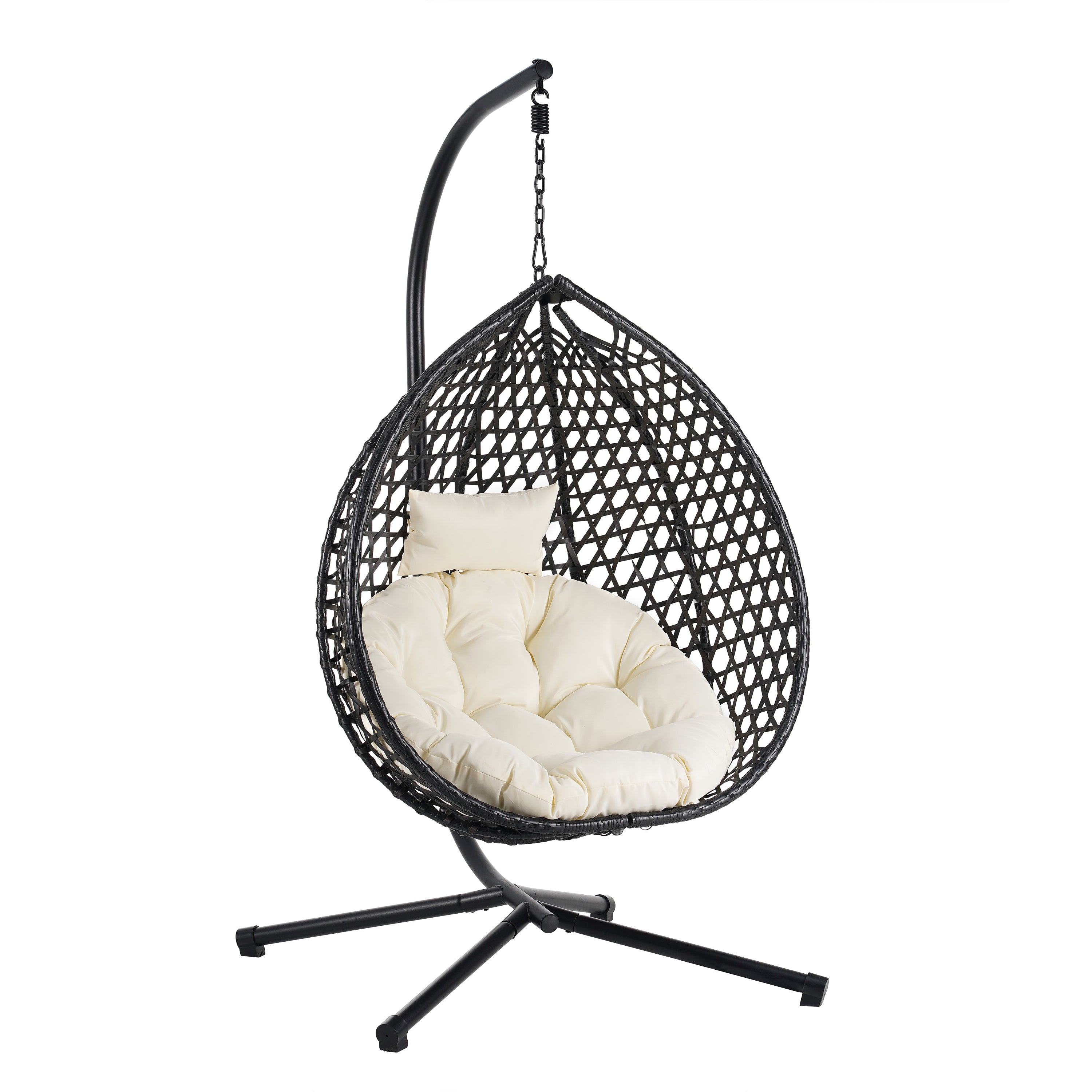 Hanging Swinging Egg Chair with Rattan Weaving, Base Included