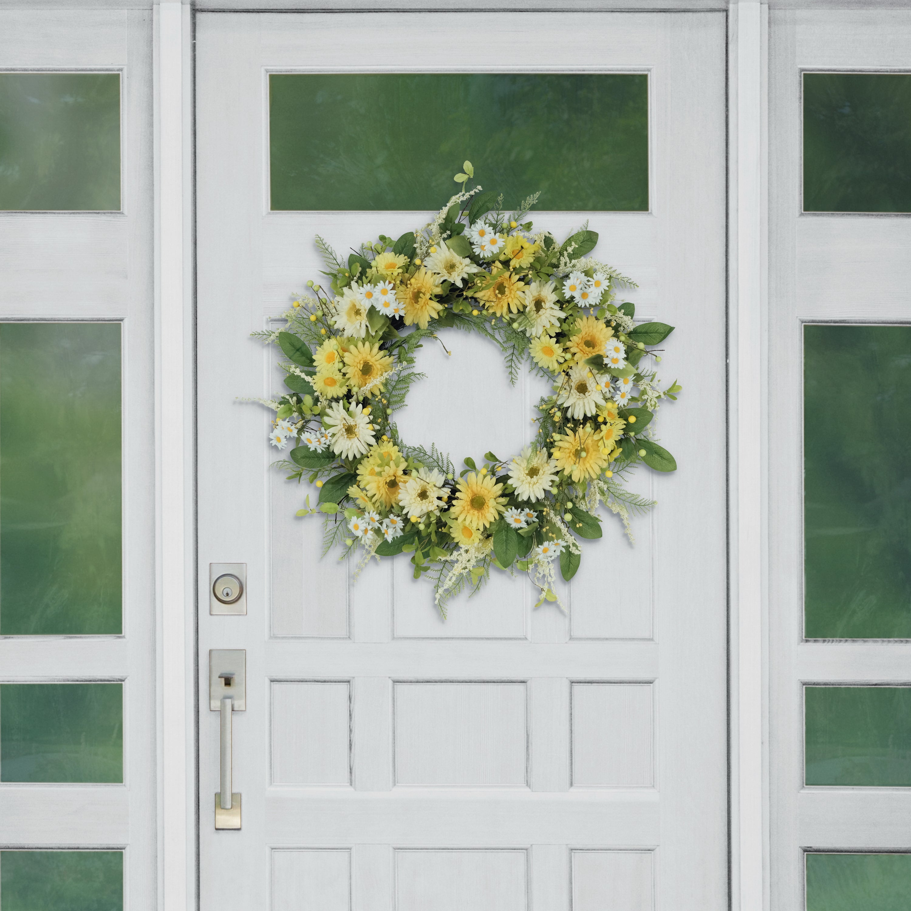 30" Artificial Chrysanthemum And Daisy Floral Spring Wreath