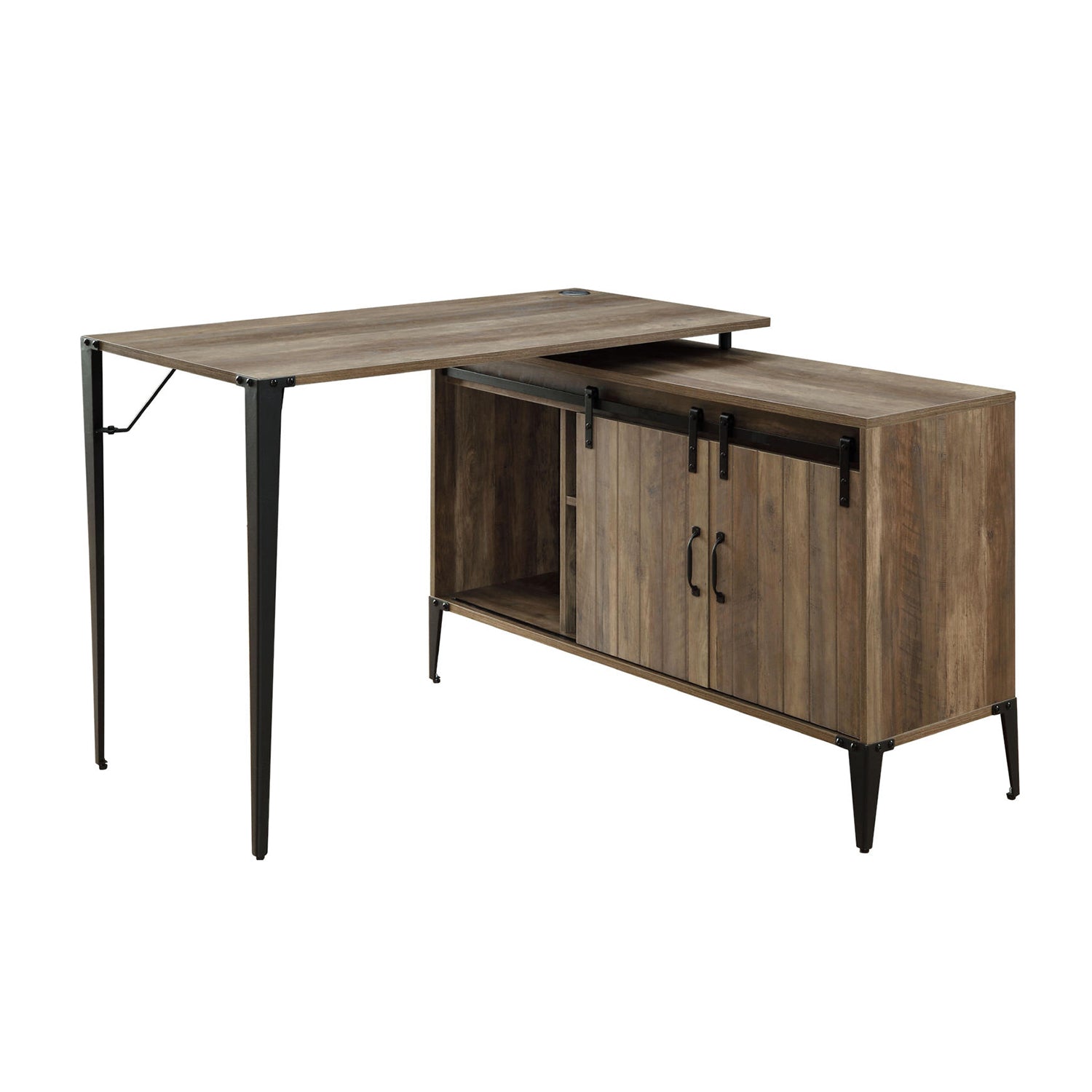 L-Shape Writing Desk with Side Cabinet