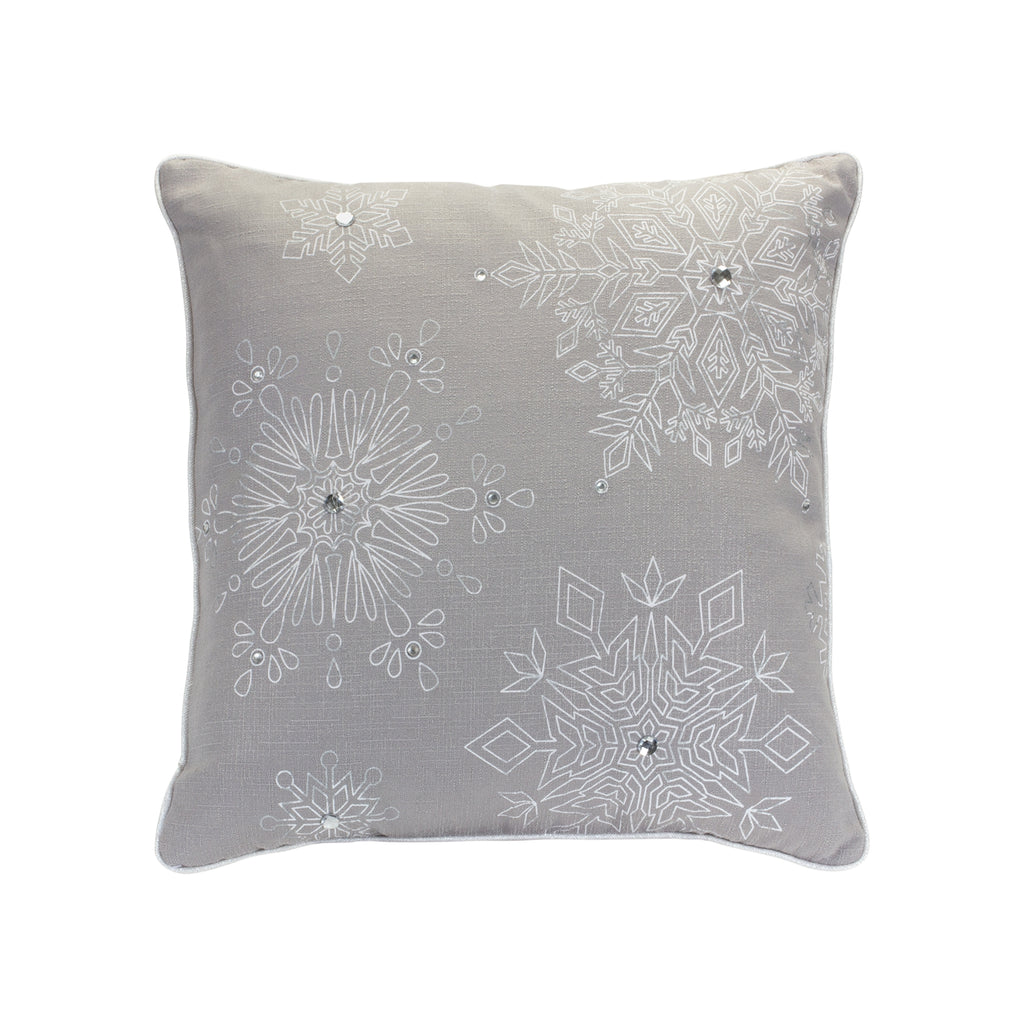 Bead Embroidered Snowflake Pillow, Set of 2