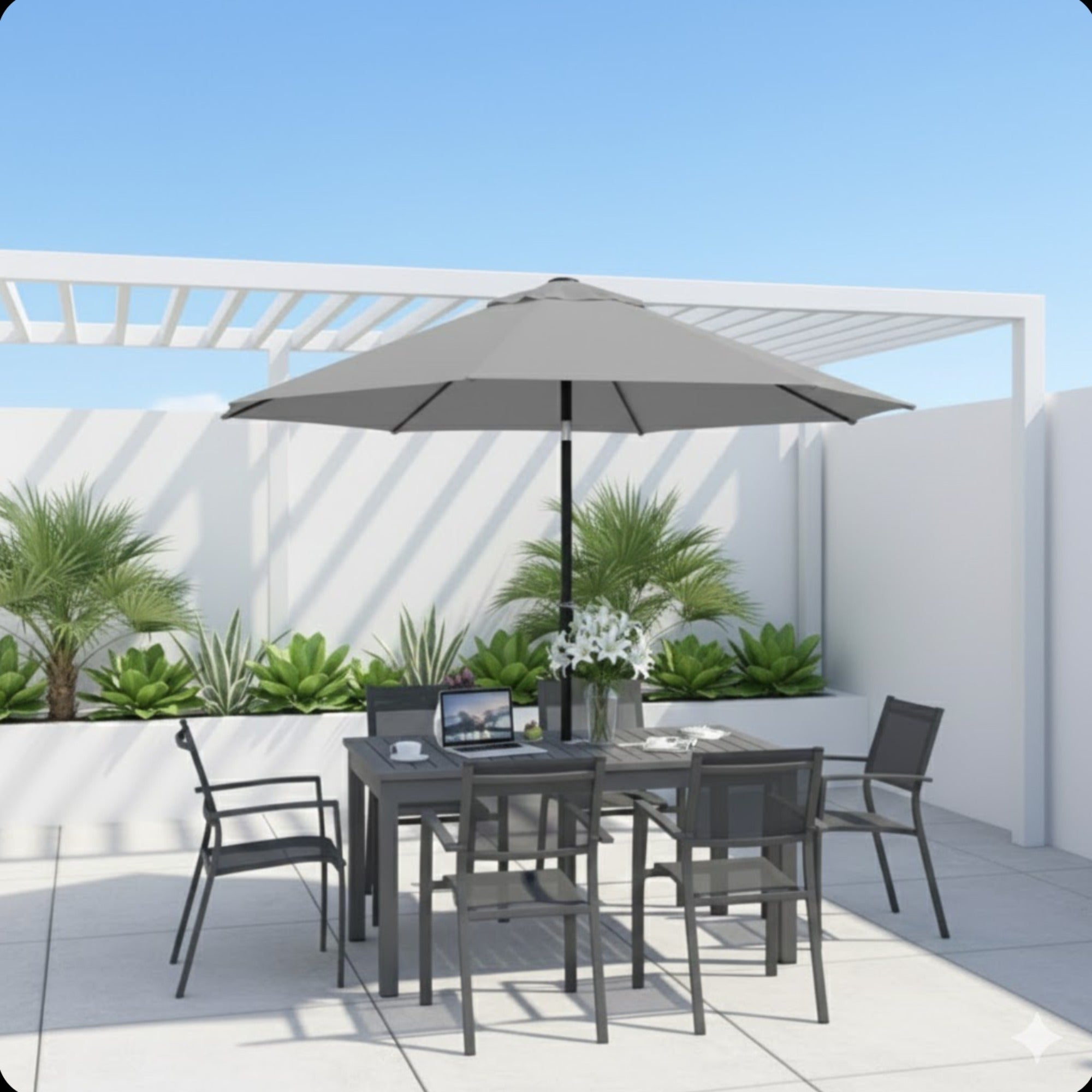 7.5 Feet Market Umbrella with Crank Lift & Tilt, Base Not Included