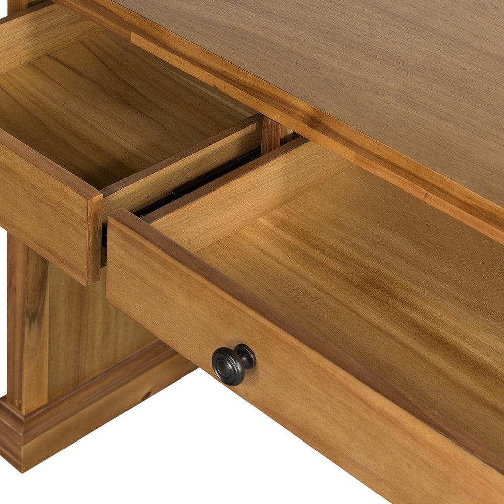 Wooden Desk with Glass Door and 2 Drawers