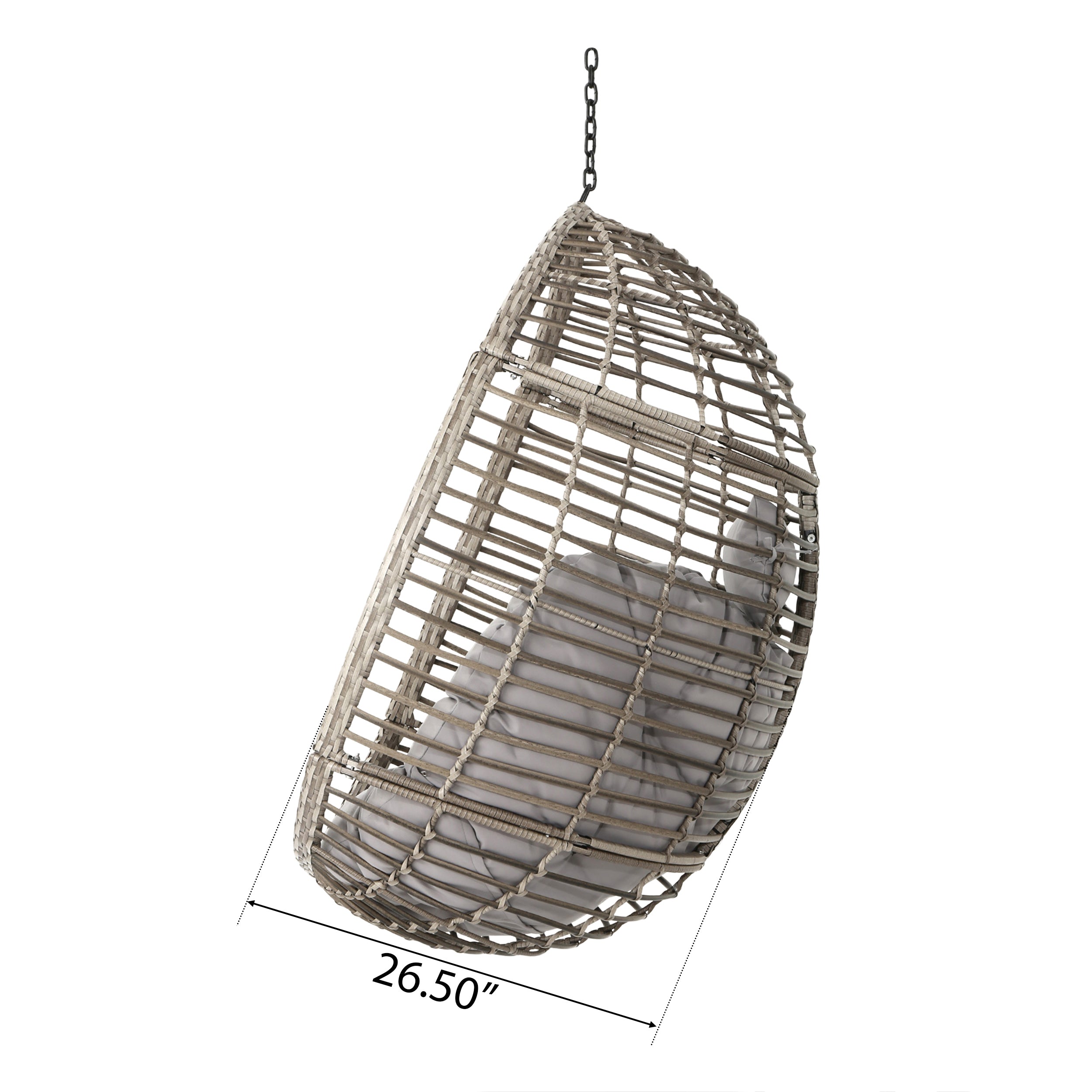 Liberation Outdoor Hanging Basket Chair with Metal Frame and Seat Cushion