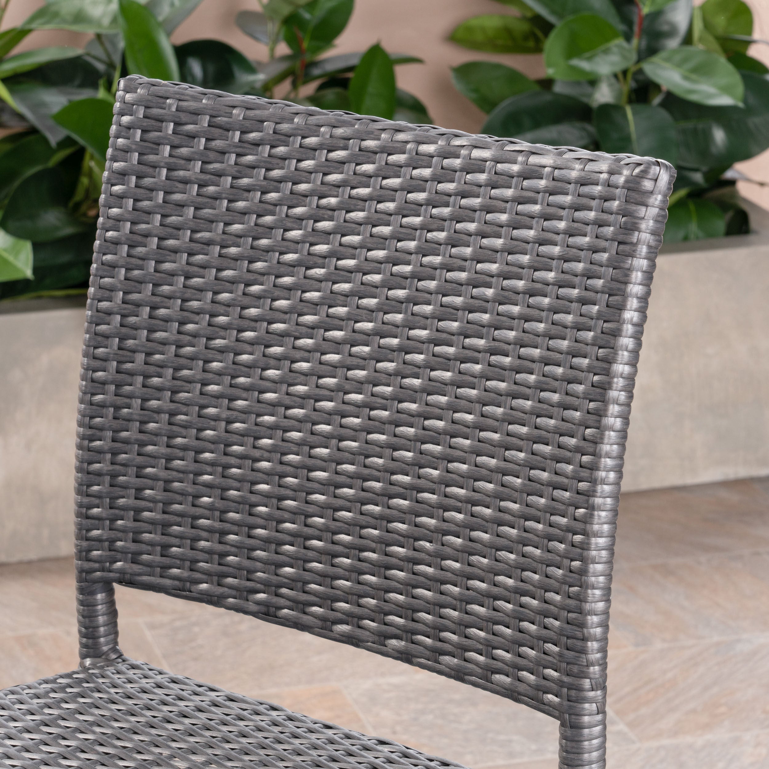 29" Outdoor Rattan Armless Barstools, Set of 2