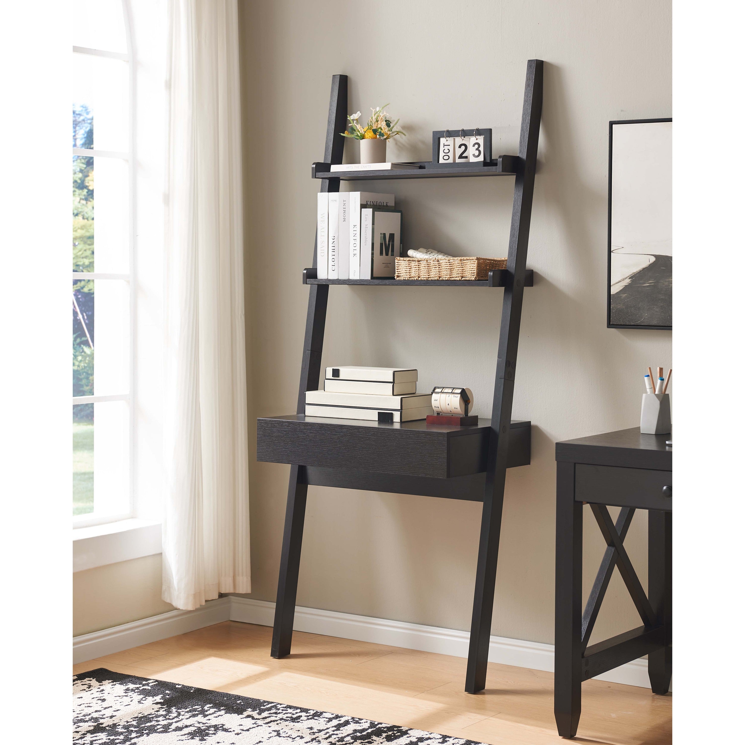 Ladder Bookshelf with Writing Table & Drawer