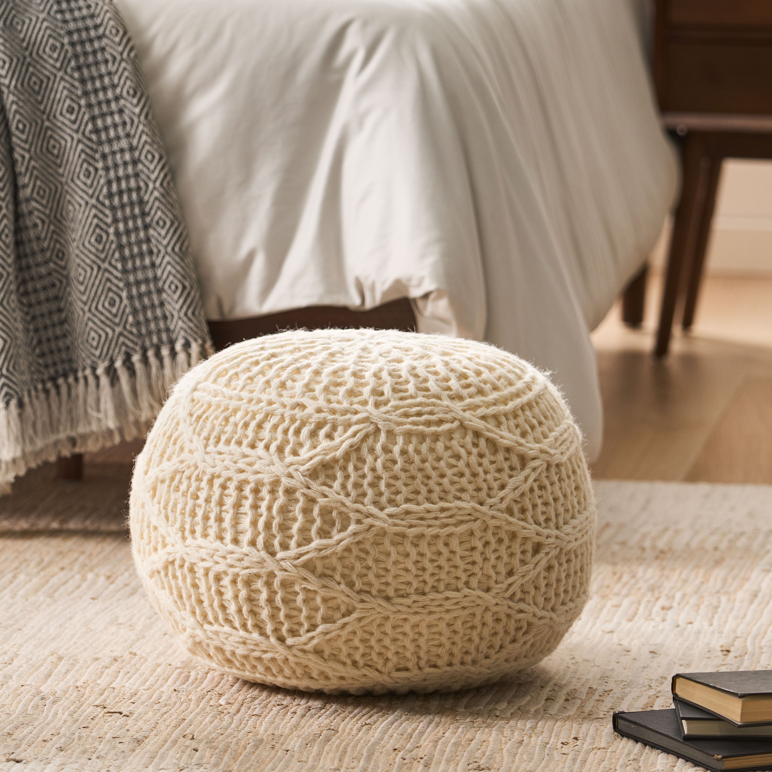 20" x 20" Round Wool Pouf