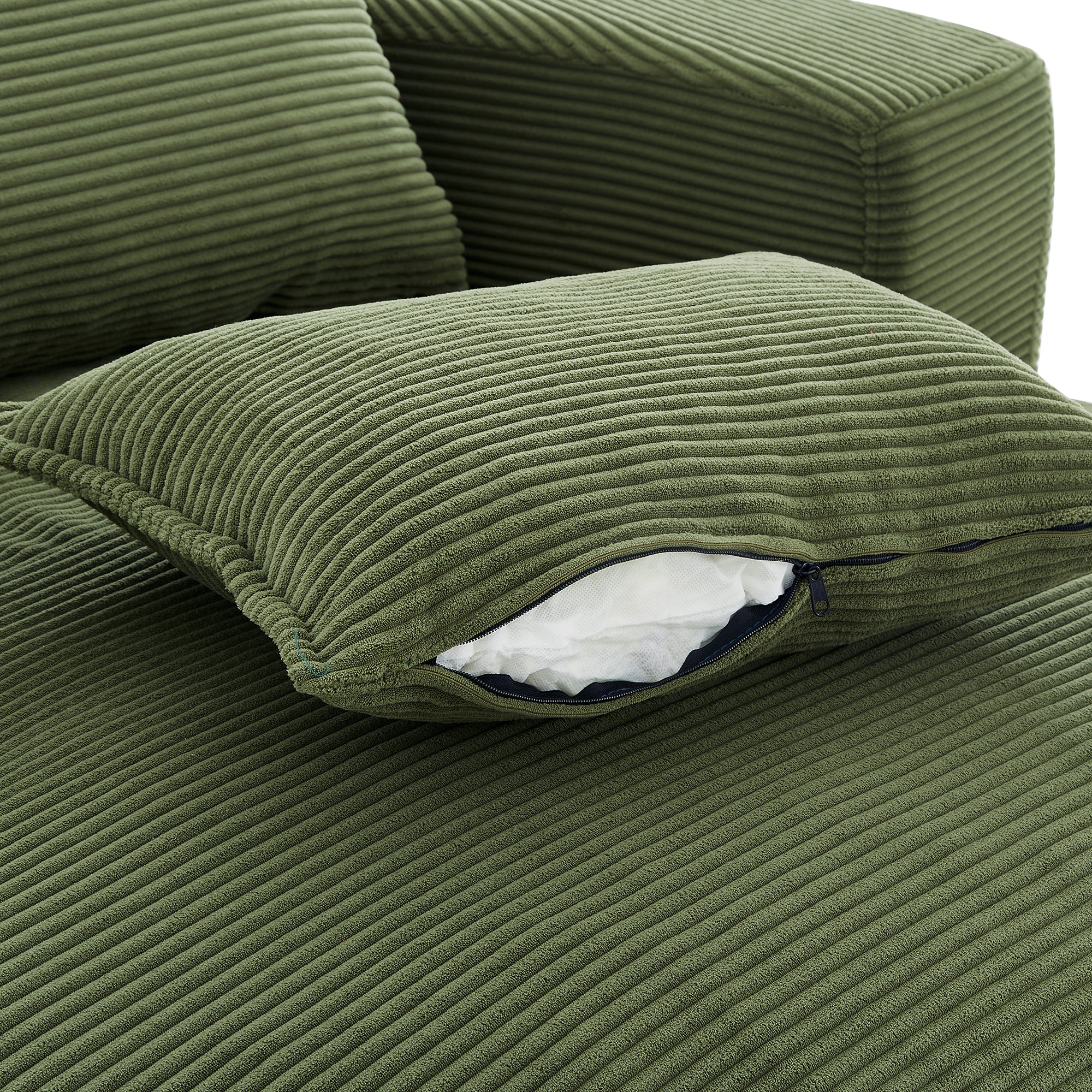 Corduroy 360° Swivel Accent Barrel Chair with 3 Removable Pillows