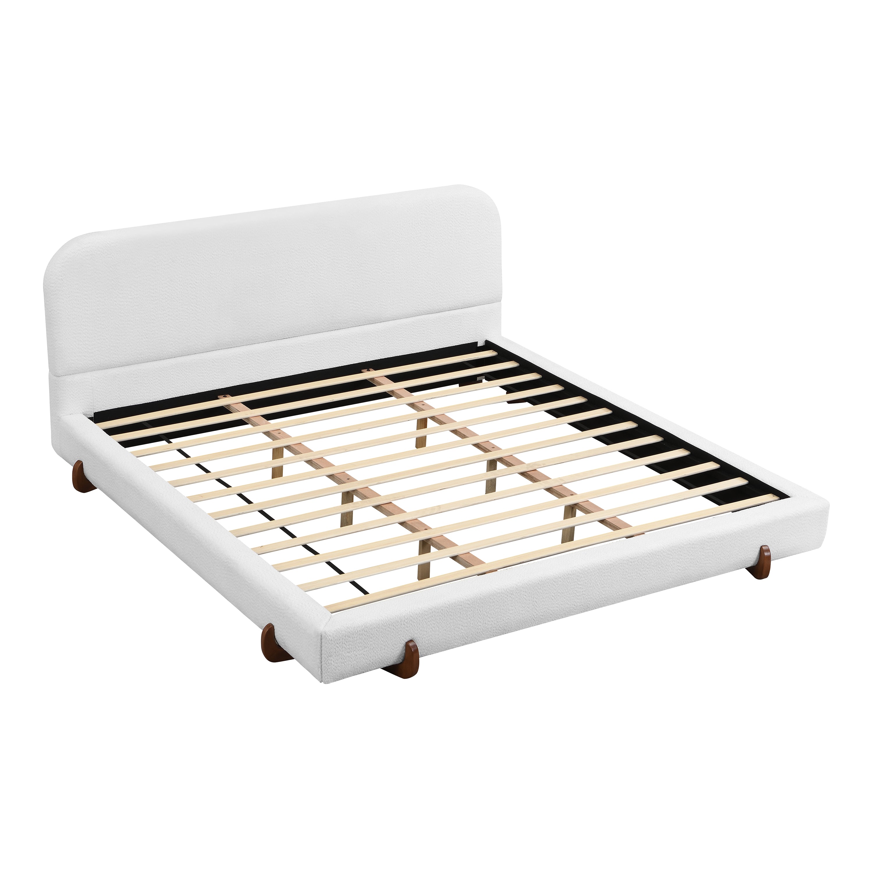 Fabric and Solid Wood Legs Upholstered Bed Frame