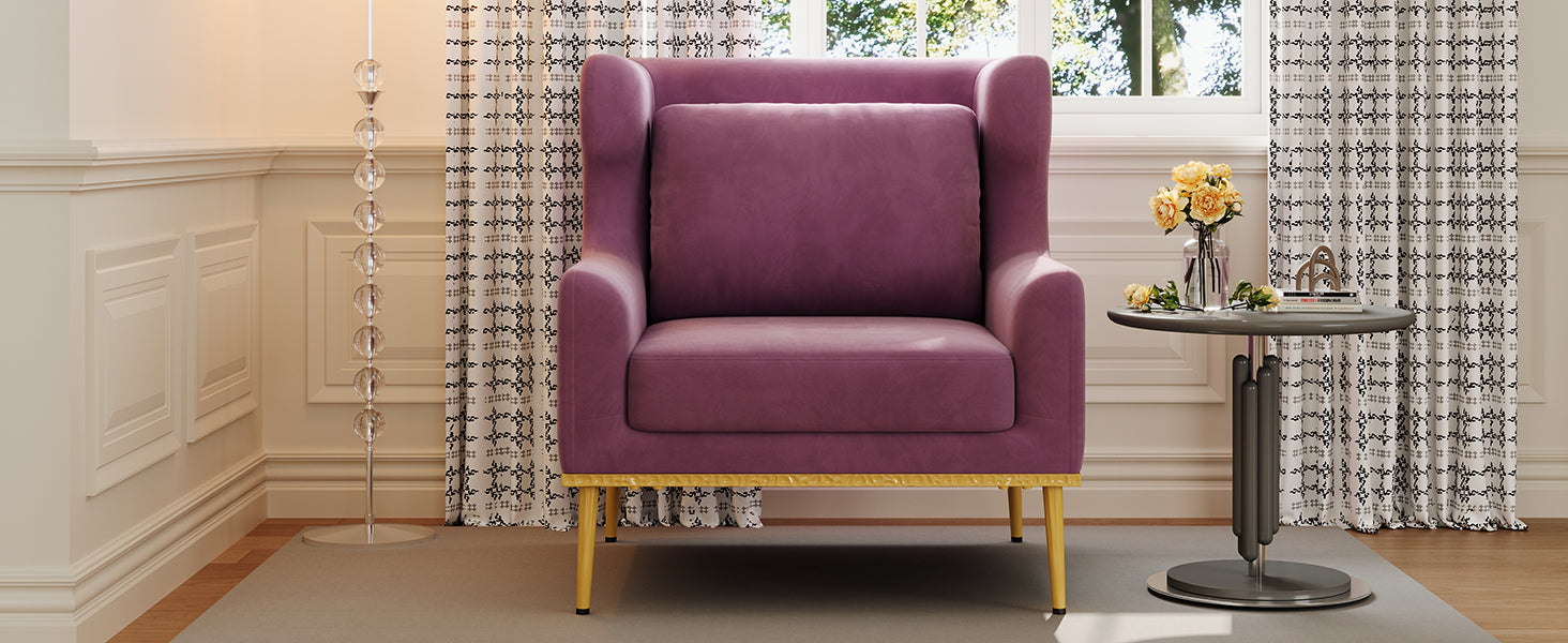 Modern Armchair Velvet Accent Chair Reading Chair Single Sofa Chair for Living Room, Bedroom, or Reading Corner, Beige