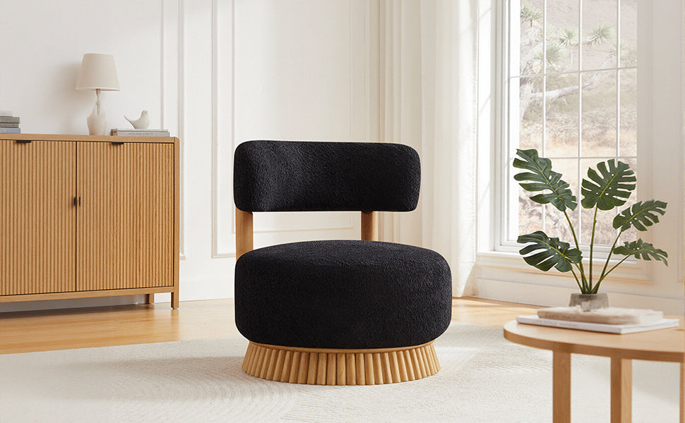 Modern Farmhouse Armless Accent Chair with Wooden Base
