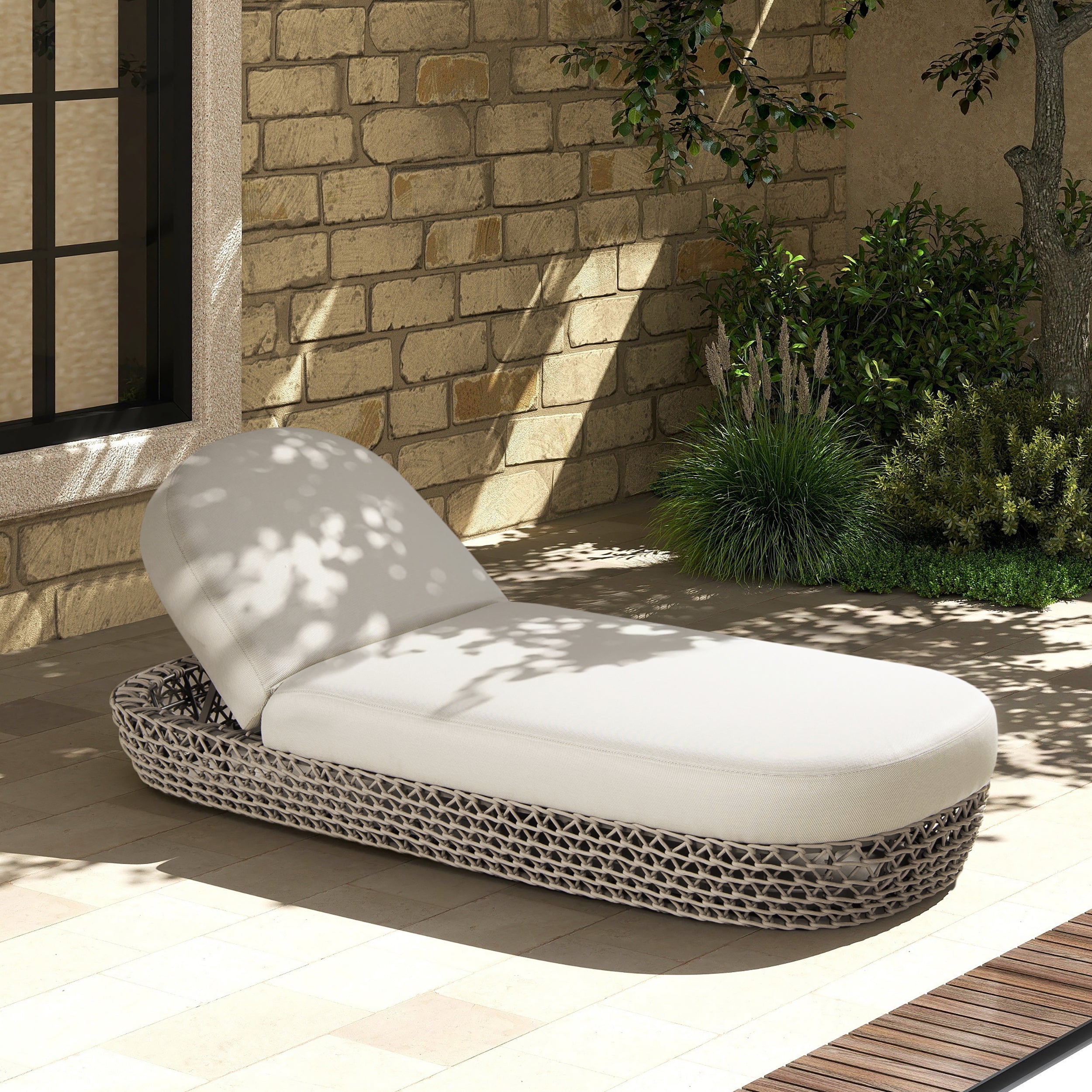 Willow Wicker Upholstered Patio Lounger
