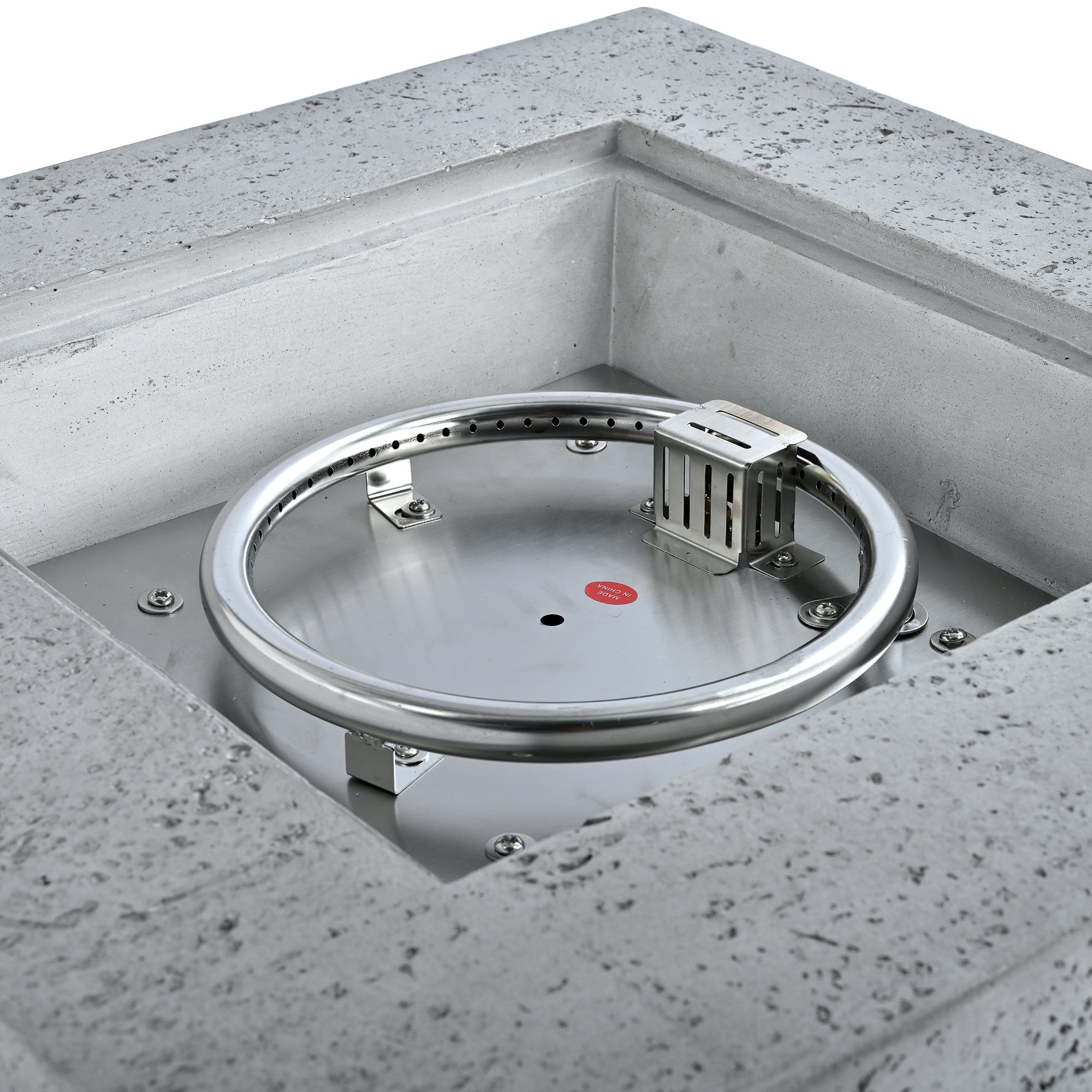 Outdoor Square Fire Pit with Steel Burner, Lava Rocks and Cover