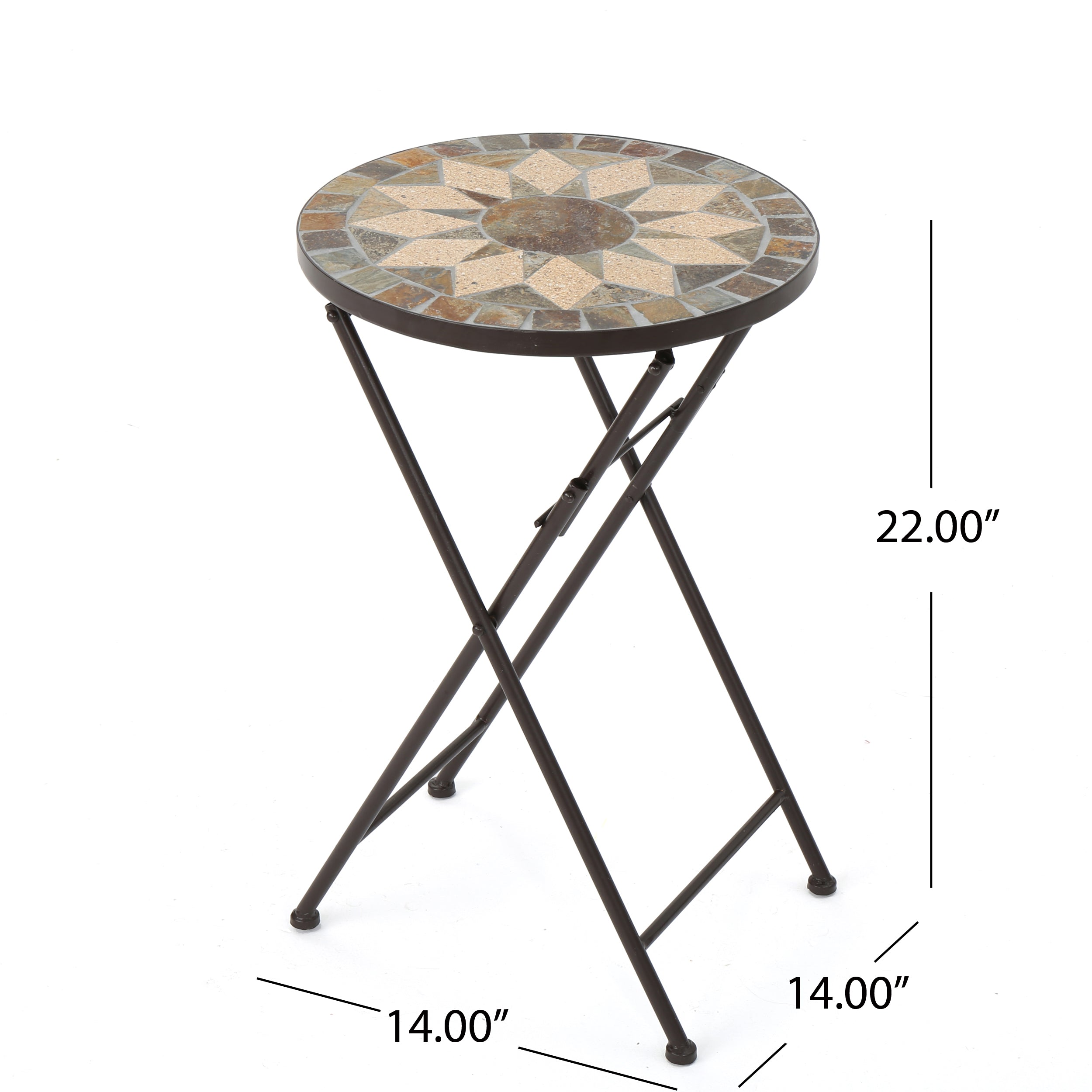 Outdoor Folding End Table with Sunburst Design