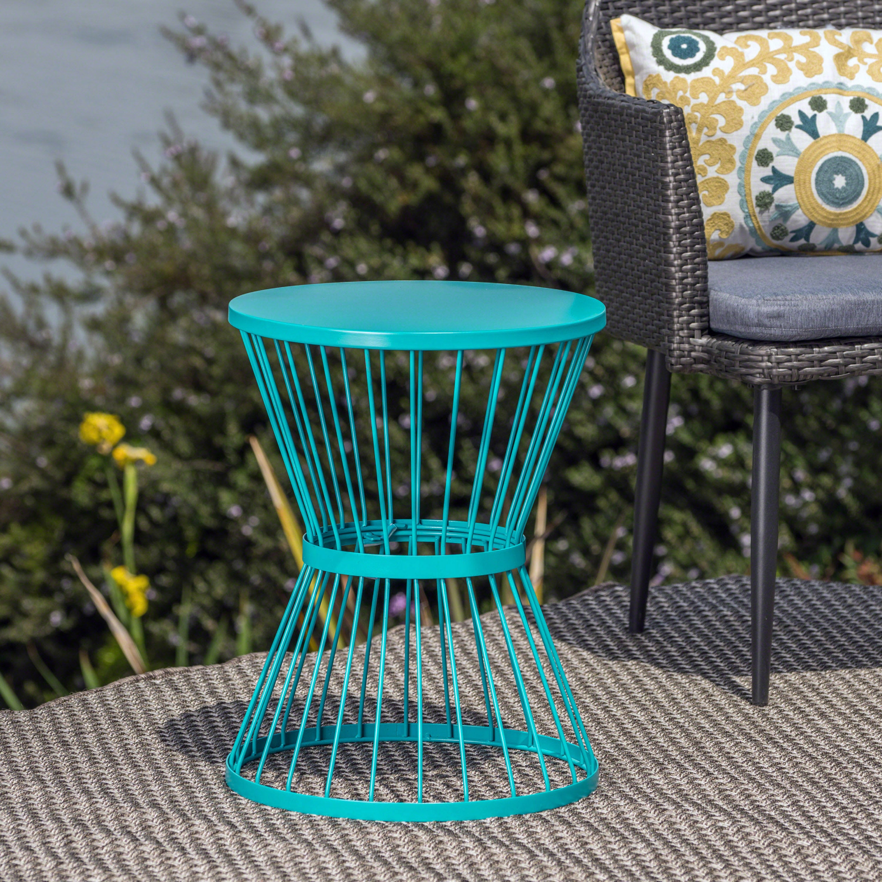 16" Outdoor Stainless Steel Colorpop Side Table