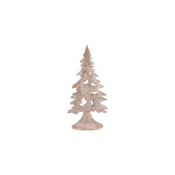 Cut Out Pine Tree Décor with Washed Wooden Design, Set of 3
