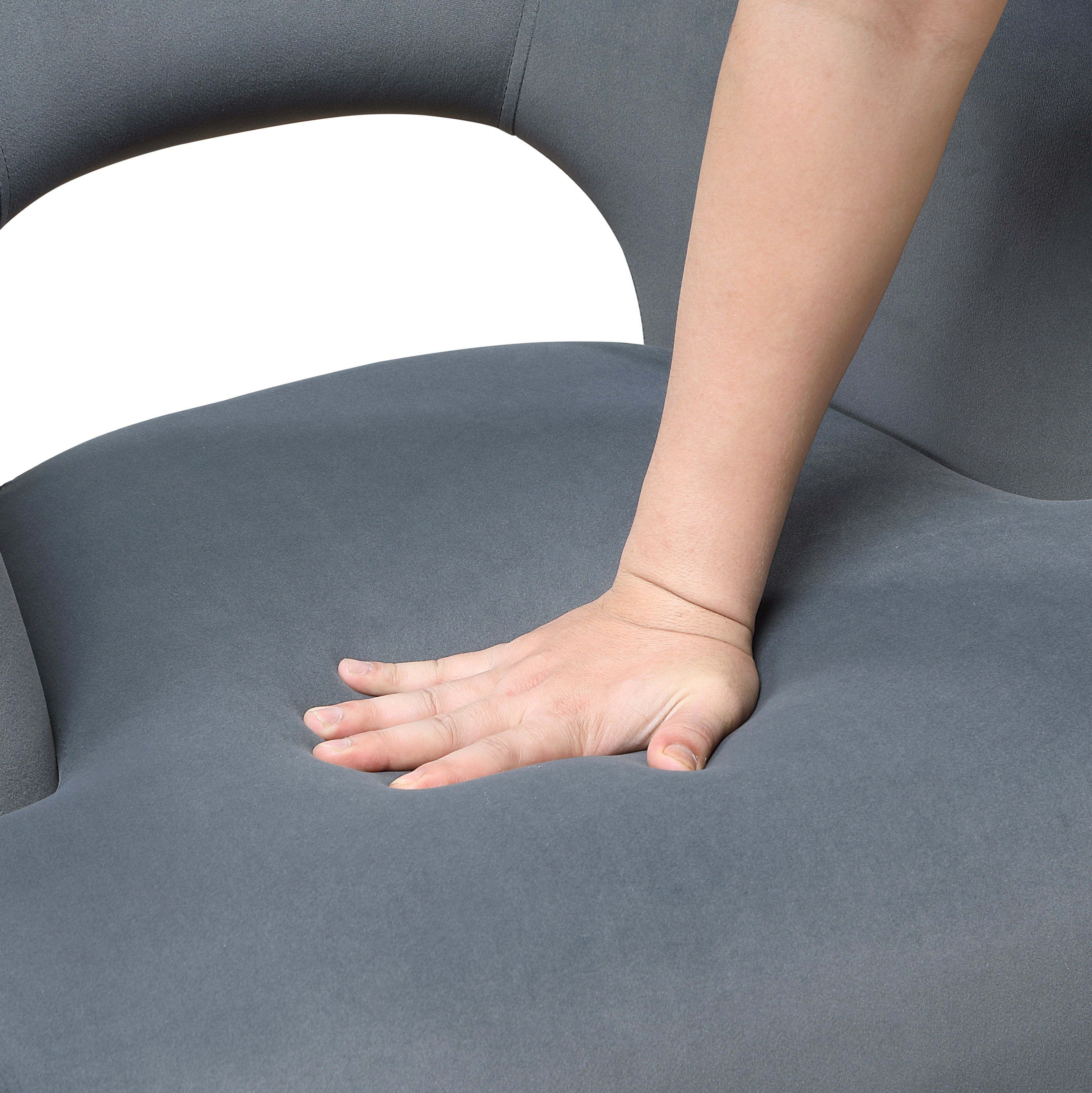 Modern Plush Velvet Open Back Barrel Accent Chair