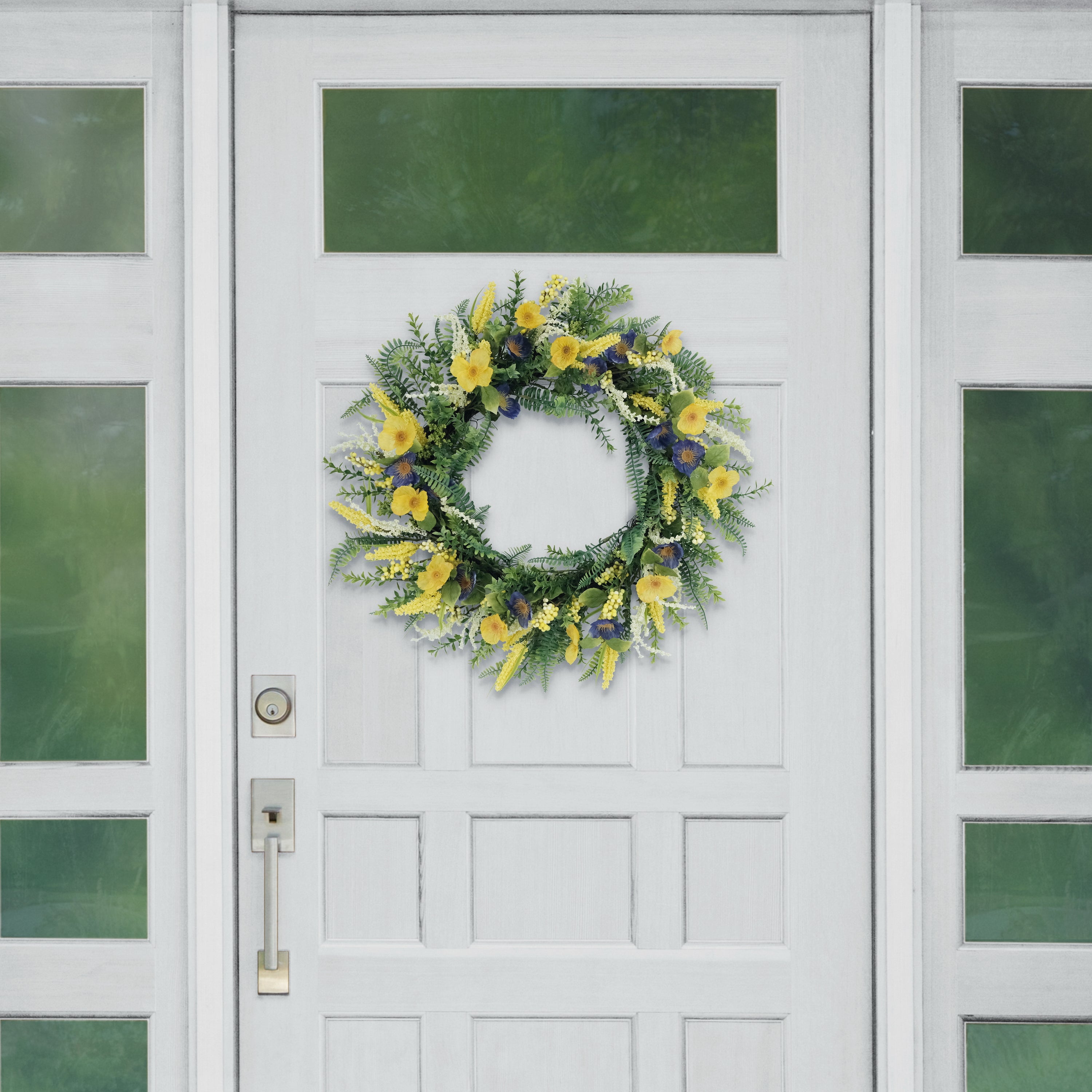 30" Artificial Poppy Floral Spring Wreath