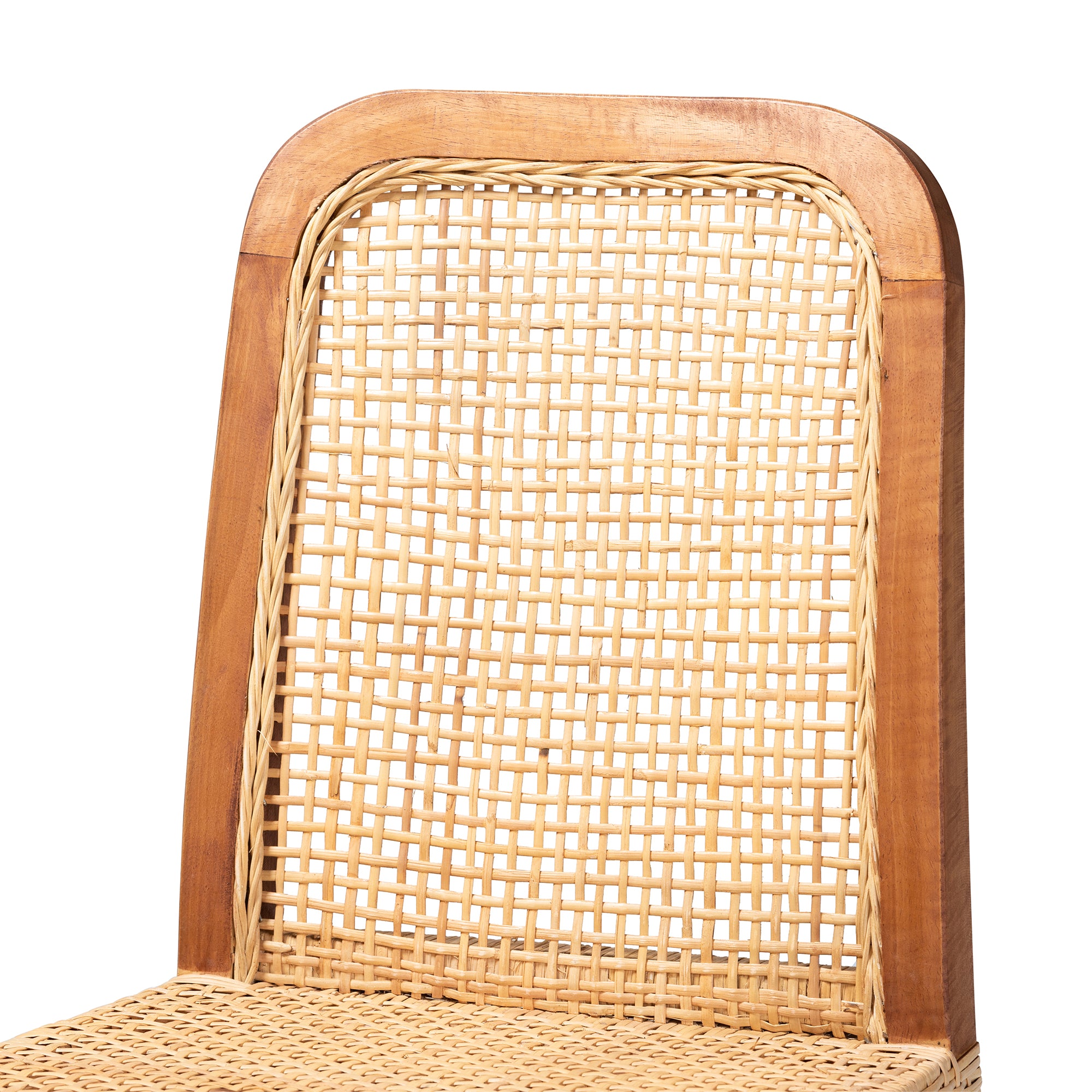 Kerri Mahognay Wood and Rattan Counter Stool