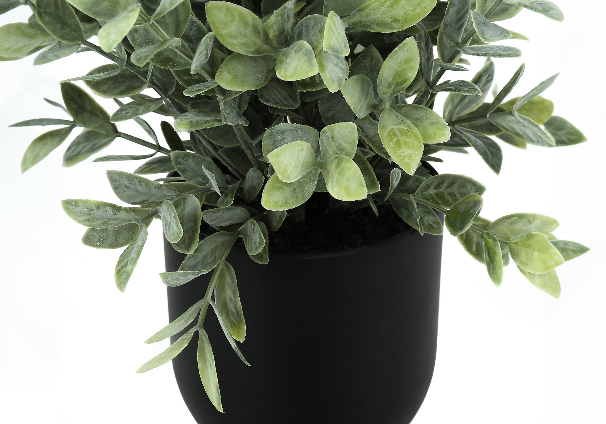 11'' Tall Artificial Eucalyptus Grass Plant with Black Pots, Set of 2